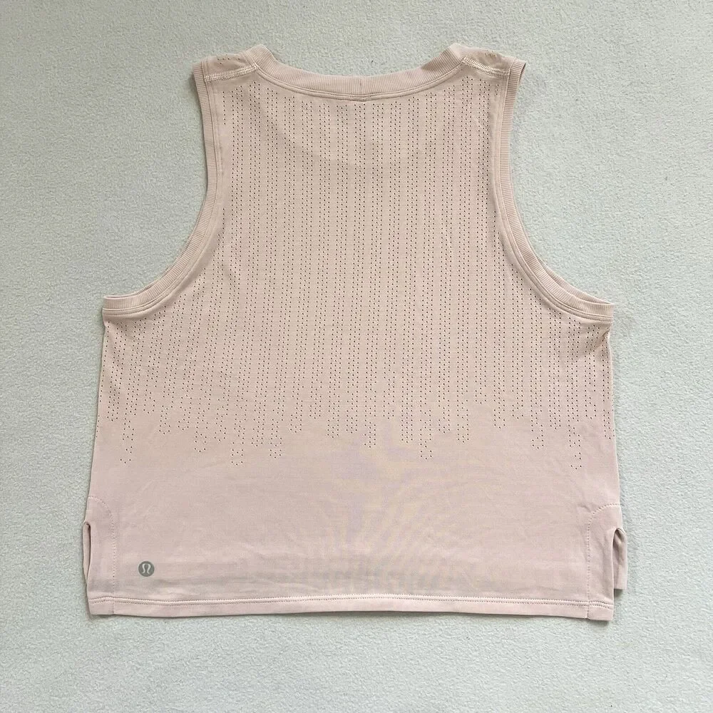 Lululemon Women Ballet Slipper Pink Train to Be Tank Cropped Relaxed Top 4 6